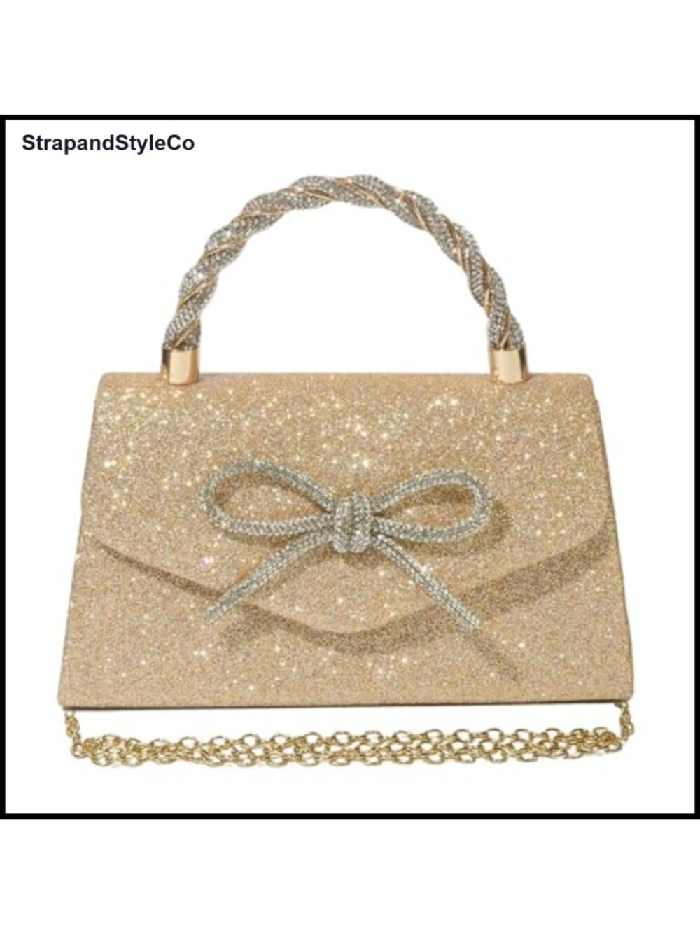 Sparkly Bow Clutch Rhinestone Evening Bag Dressy Party Purse